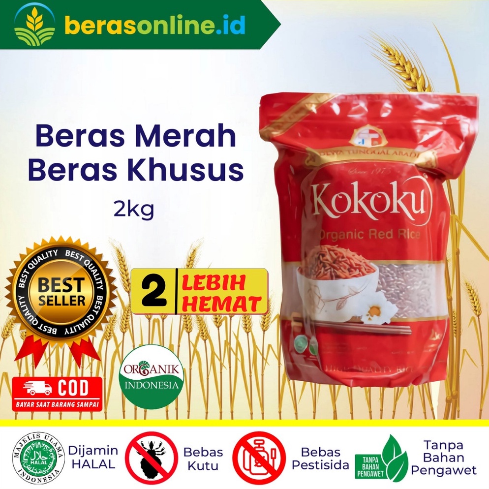 

SWD193 Star 66 Beras Online Beras Merah ORGANIC 2kg Vacuum Kokoku HALAL