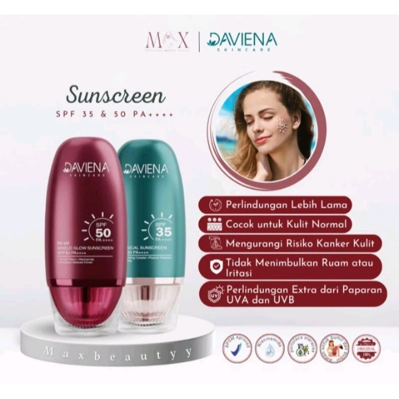 SUNSCREEN DAVIENA SKINCARE 30ML SPF 50 & SPF 35 ORIGINAL BPOM DAVINA DAVIENA SKINCARE