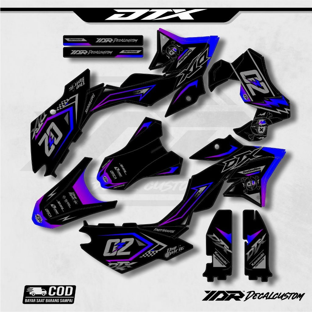 DECAL DTRACKER HITAM BIRU UNGU CUSTOM NAMA NOMOR DESAIN