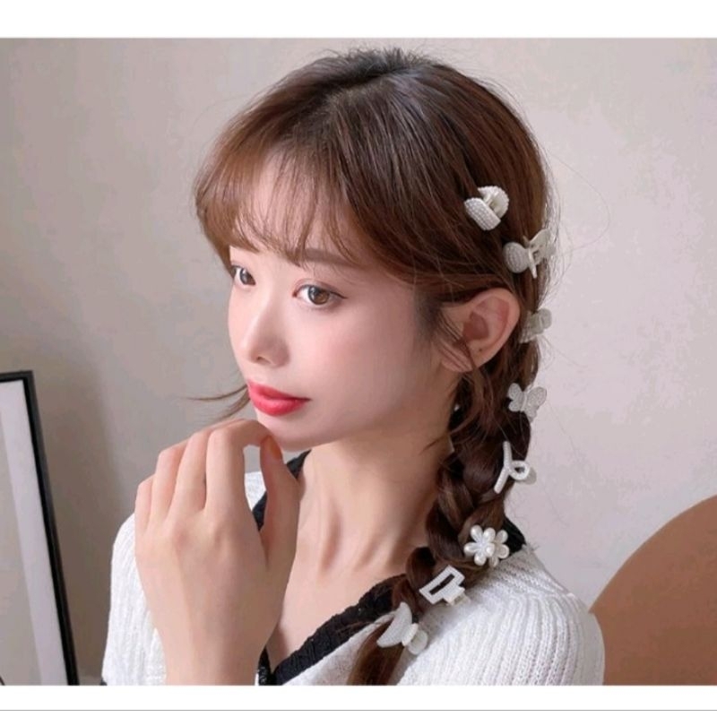 JEPIT PONI ALA KOREA MUTIARA MINI WARNA PUTIH JEPITAN RAMBUT KECIL