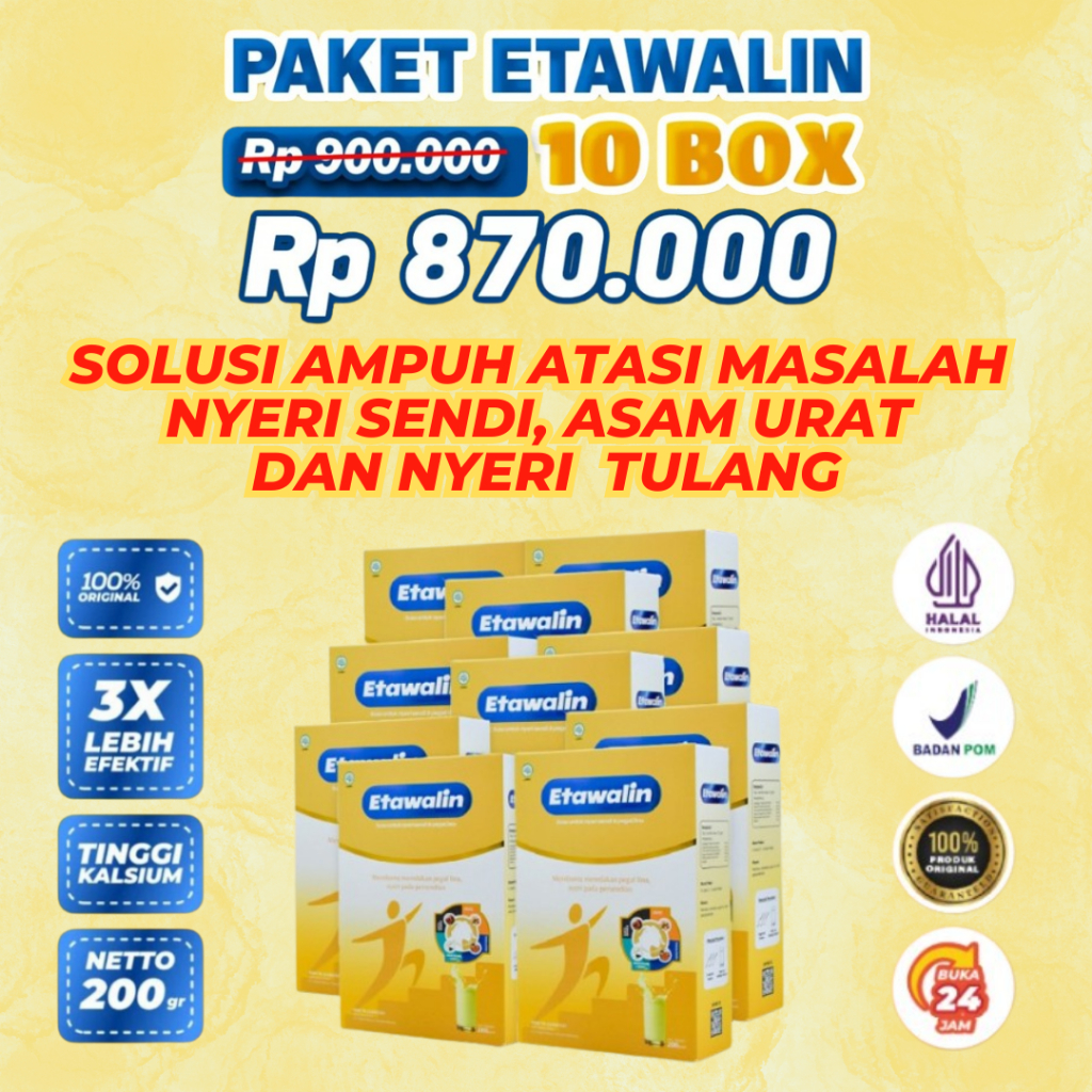 

Etawalin Susu Kambing Etawa Original Paket 10 Box - Susu Solusi Ampuh Atasi Masalah Nyeri Sendi, Asam Urat dan Nyeri Tulang