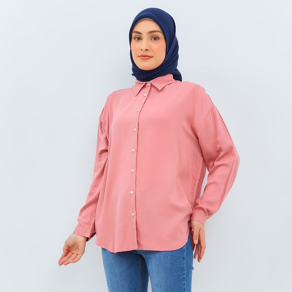 Flamoush Fenela Pink Kemeja Oversize Wanita