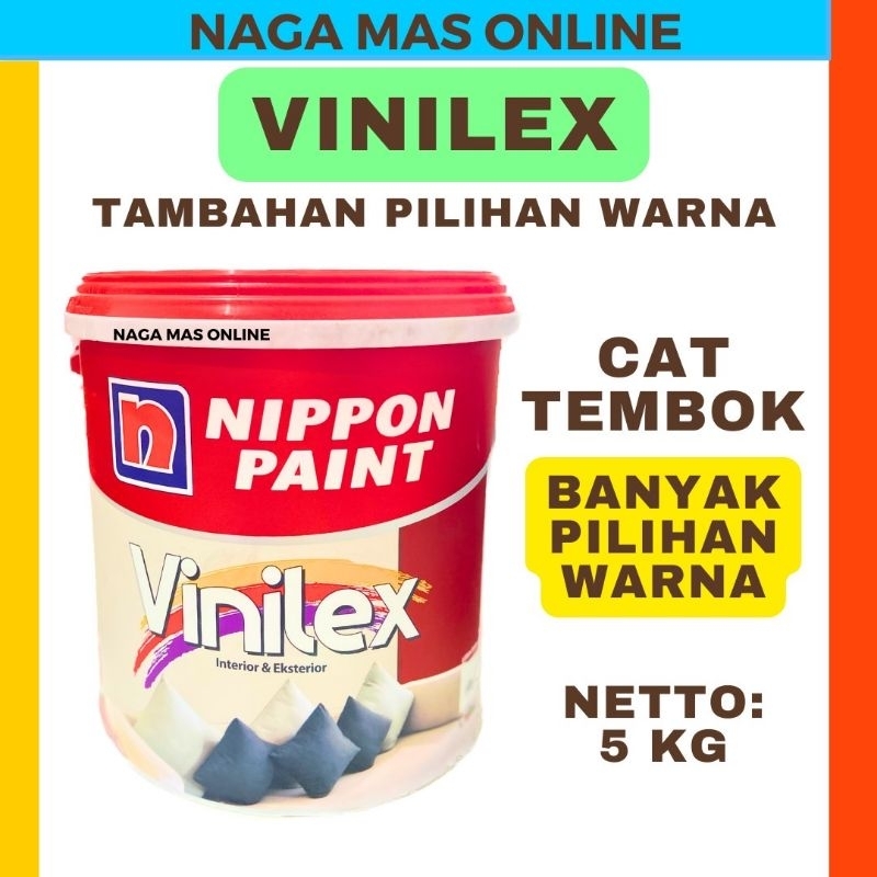 Cat Tembok Vinilex Nippon Paint Interior Exterior 5 Kg / Cat Dinding Nippon Paint Kualitas Bagus