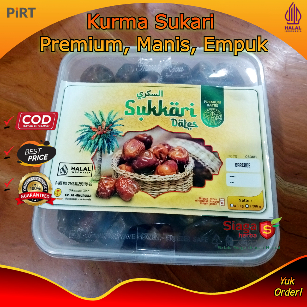 

Kurma Sukari Sukary Empuk Manis Segar Kualitas Impor Premium Kemasan Plastik Thinwall 1kg Al-Ghuroba