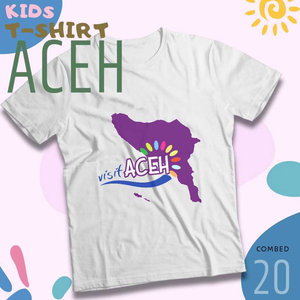 Kaos Anak Oleh-oleh Aceh Series 1 Destinasi Wisata Populer Indonesia - Kaos Cowo Cewe Bahan Tebal Co