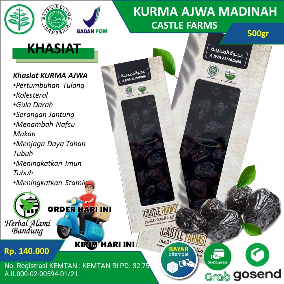 

Kurma Ajwa Organic 500gr Asli Original Premium Quality Terbukti Nikmat Lezat Manis & Empuk