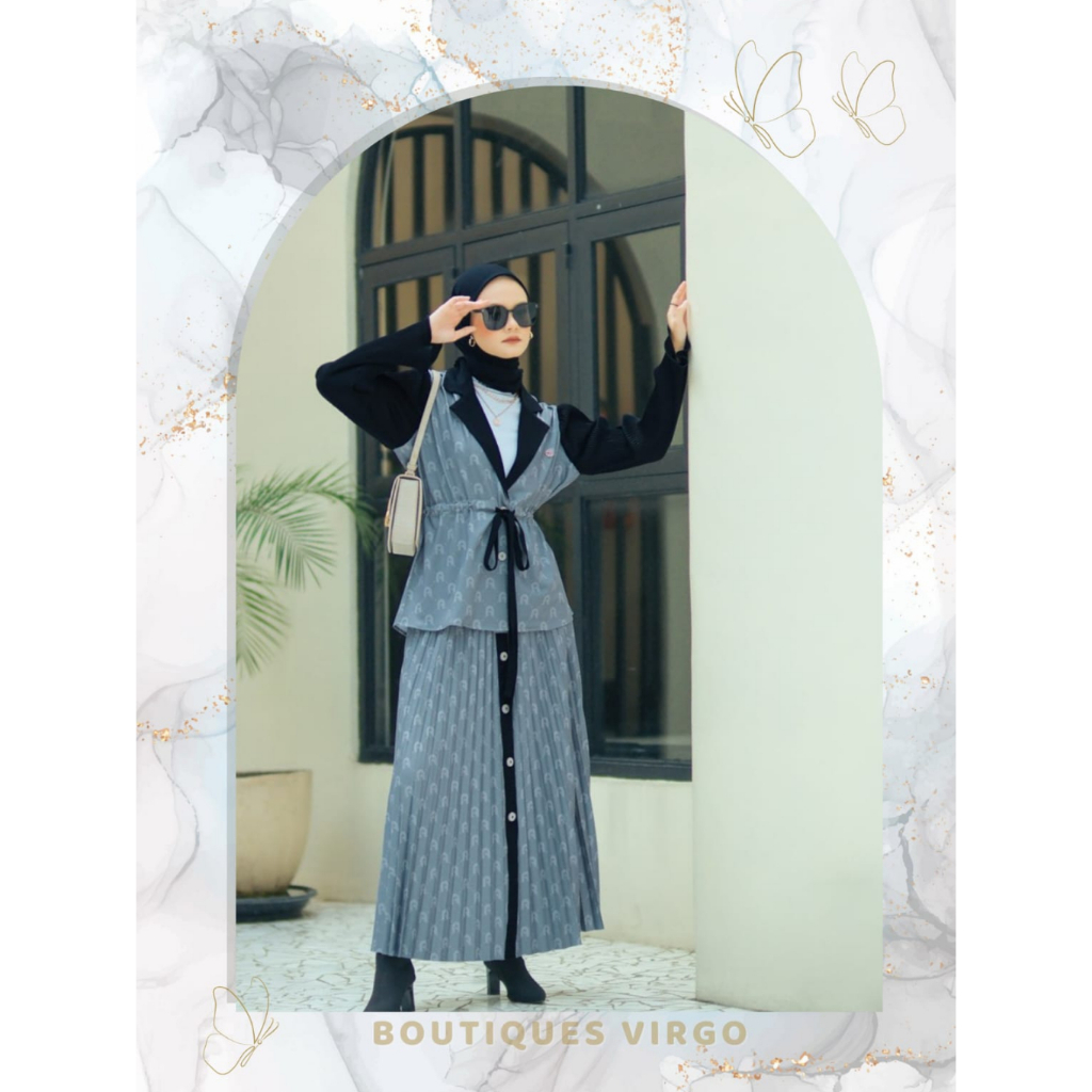 Setelan Rok Plisket Motif Rania Gem By Rania Fashion