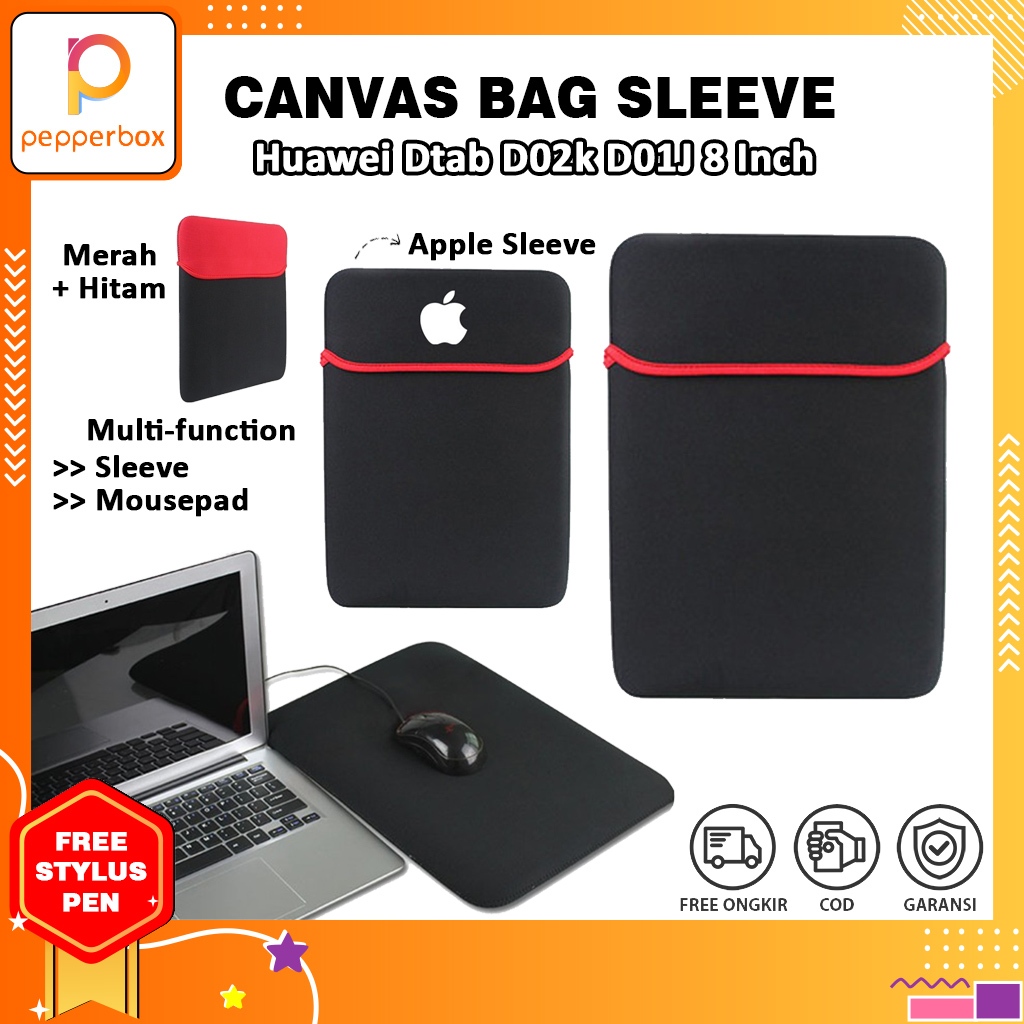 Sarung Sleeve 2 in 1 Free Stylus for Huawei Dtab D02k D01J 8 Inch Wadah Tas Pelindung Tablet Laptop 