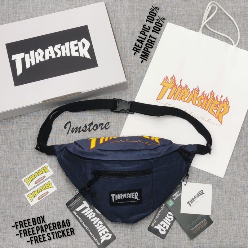Waist bag Thrasher crossbody bag men thrasher fllame logo retro casual