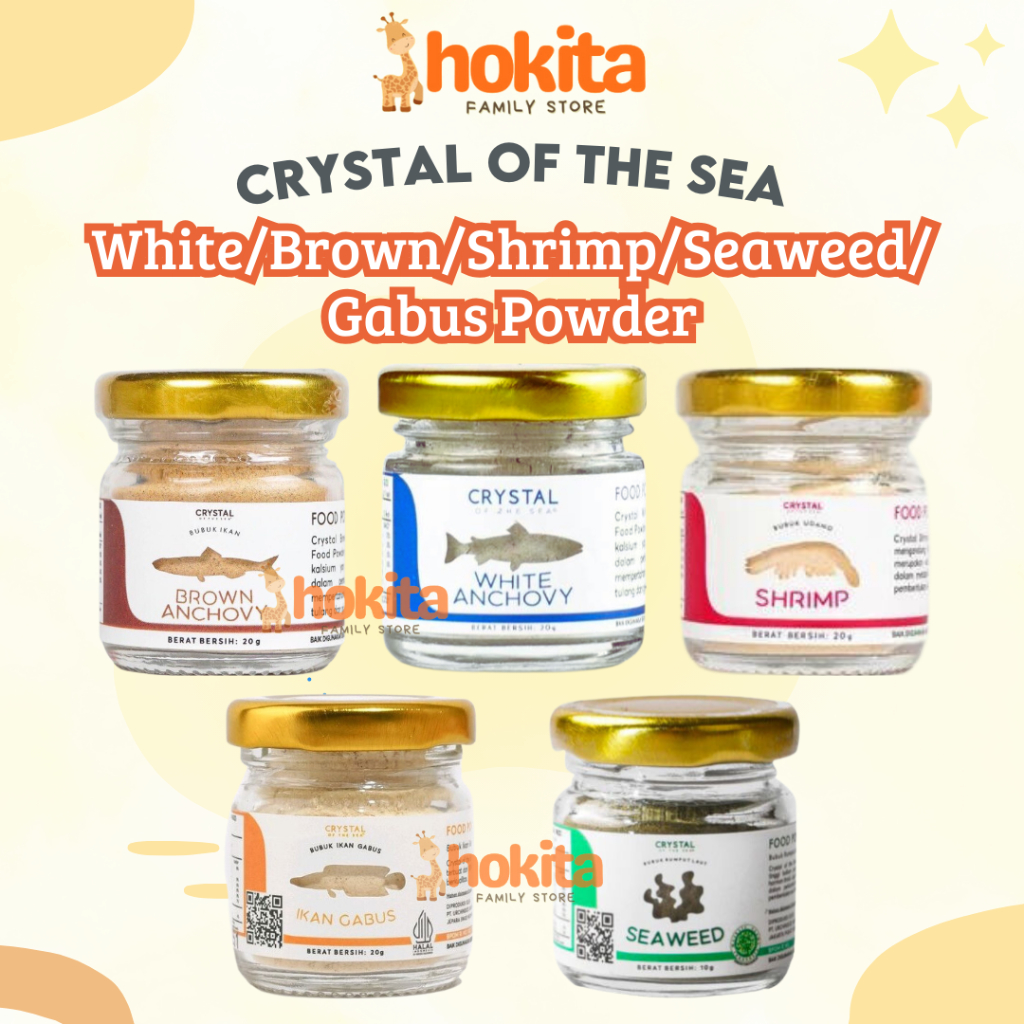 

Crystal of the Sea Food Powder White Anchovy / Brown Anchovy / Shrimp / Ikan Gabus / Seaweed