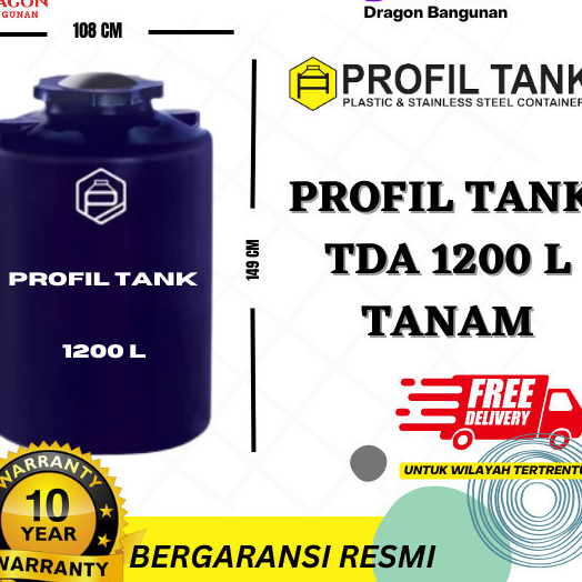 Toren Air Profil Tank 1200 Tanam - TDA 1200 Liter - Biru