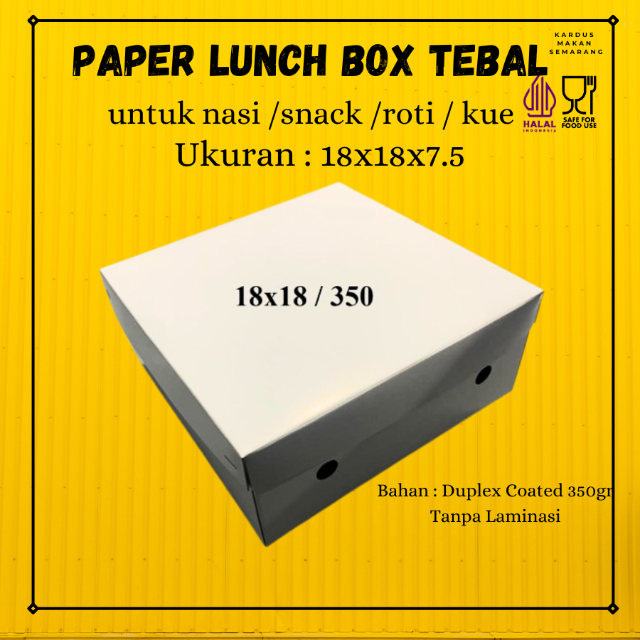 

Dus Makanan 18cm x 18cm x 7,5cm Duplex Coated Roti Box Berkat Kardus Kue Coated Tebal 350 / 400 gram Kotak Makan Nasi Ukuran 18x18x7,5 / 18 x 18 x 7,5