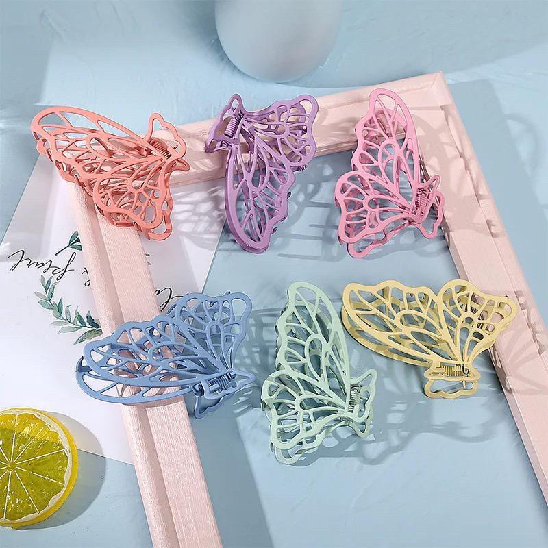 Jepit rambut kupu kupu warna warni doff / jepitan rambut hairclaw hair claw klip clip / aksesoris ac