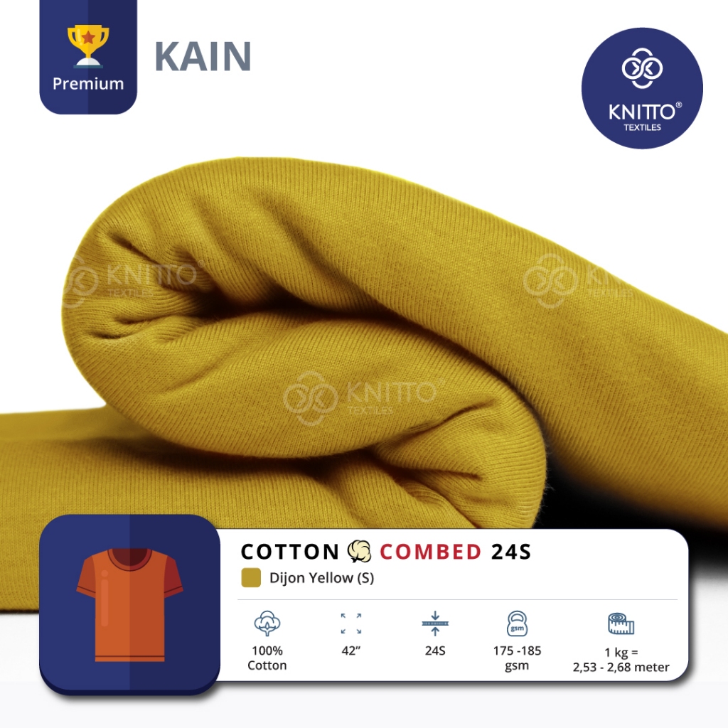 KAIN KAOS COTTON COMBED 24S DIJON YELLOW ( BAHAN KAOS ) - KNITTO