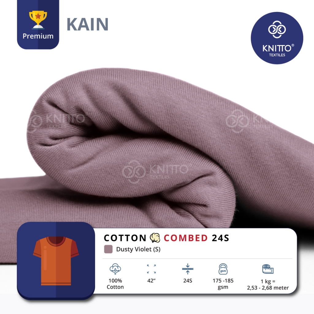 KAIN KAOS COTTON COMBED 24S DUSTY VIOLET ( BAHAN KAOS ) - KNITTO