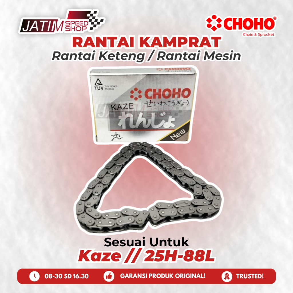 CHOHO Rantai Kamprat Rantai Keteng Rantai Mesin Kaze 25H-88L 88 Original