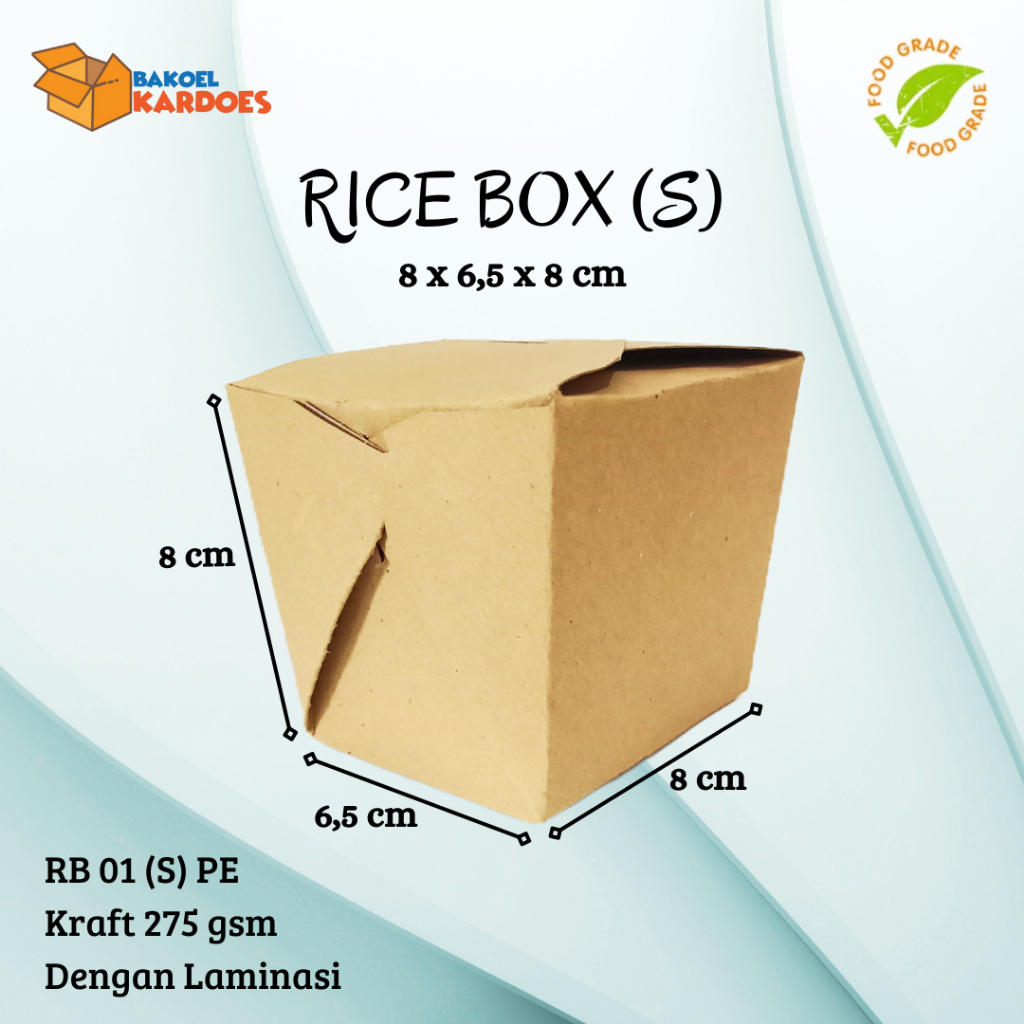 

Rice Box (S) Uk. 8x6,5x8 cm RB 01 Dengan Laminasi