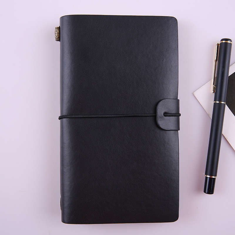 

HANDNOTE Buku Catatan Notebook Diary Cover Kulit Vintage A6 108 Lembar WTN101-L Black 7ROTQ4BK