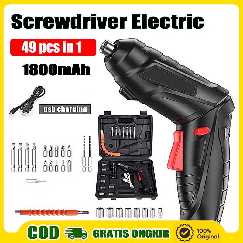 habiba_77 Mesin bor baterai impact cordless drill 49/4 pcs Set Screwdriver Baterai Bor mini/Bor Mini