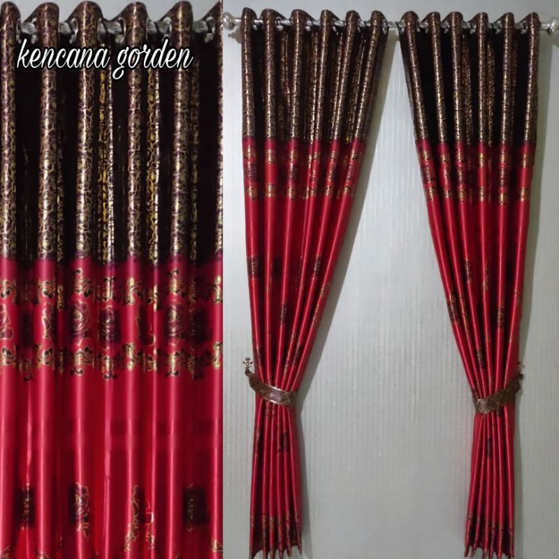 Piyugardening Gorden Import Blackout Motif Mawar Turki Atau Bunga Ros Turki.Tirai Jendela Pintu