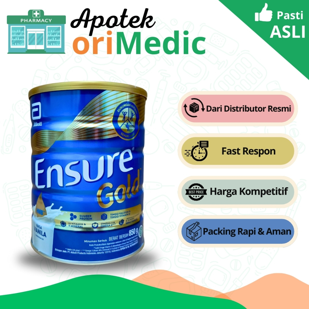 

Ensure Gold HMB Vanila 850 g - Nutrisi Dewasa Rendah Laktosa