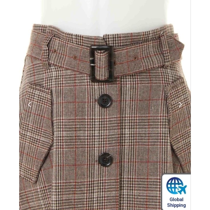 Kancing depan glen check midi/rok INGNI