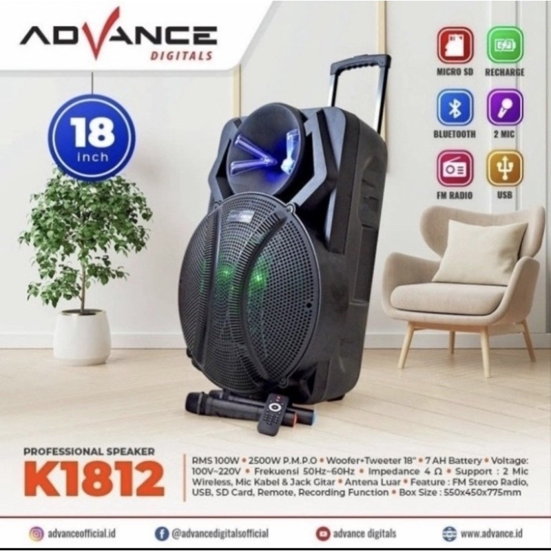 Speaker Portable Advance 18 inch K-1812