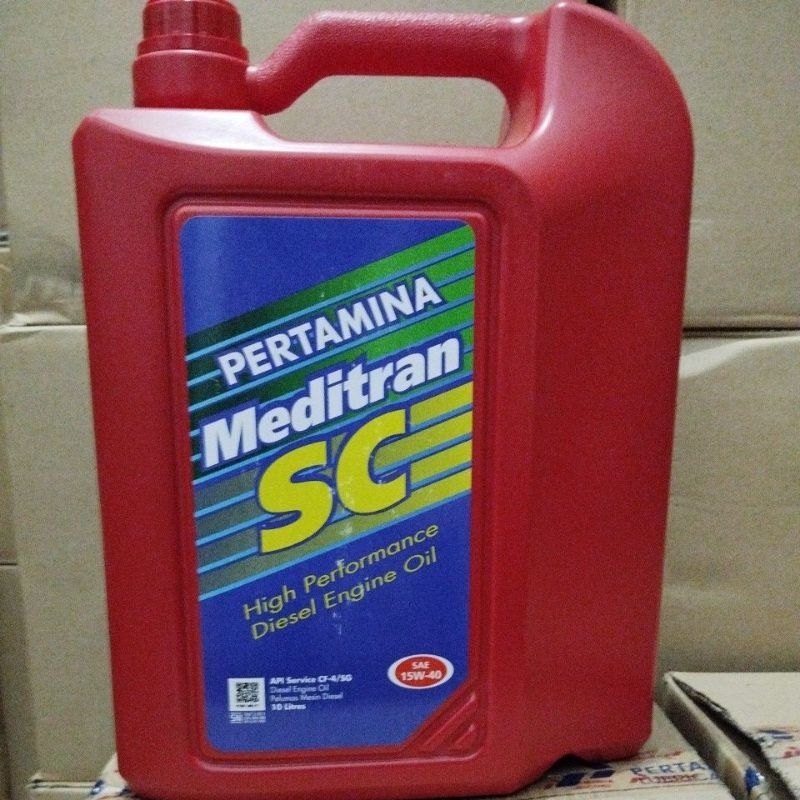oli mobil meditran SC diesel galon 10 liter sae 15W-40 (botol)