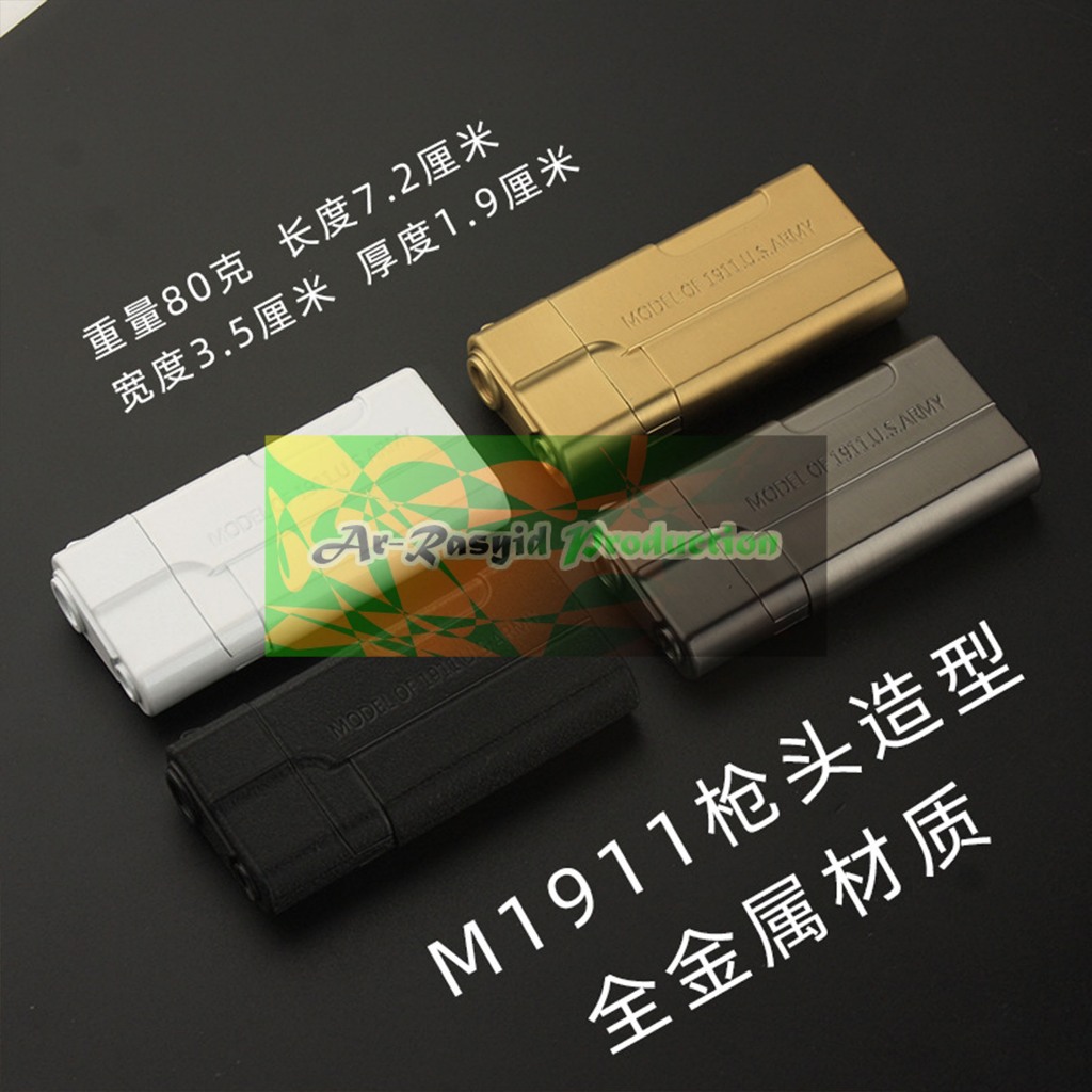 Korek Api Las Gas Metal Gun Head Lighter M1911 Z-001