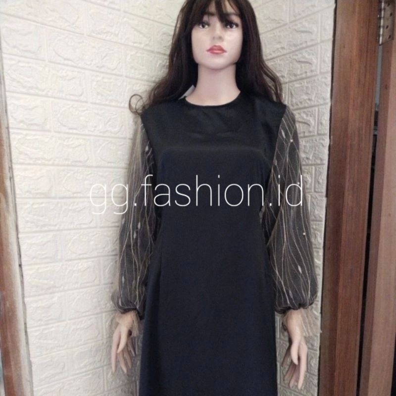 Azzura gamis satin kombinasi tile akar