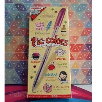 

Bulpen Zebra PIC COLORS Hitam isi 12 pcs