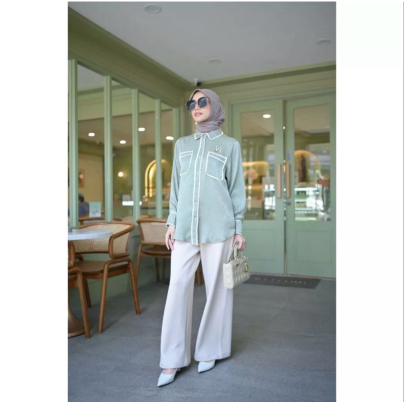 PRELOVED GLAM BLOUSE SAGE VANILLA HIJAB