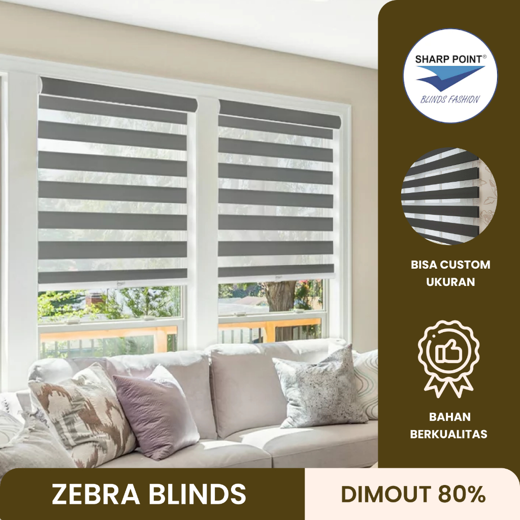 ZEBRA BLINDS (Dimout) - Tirai Gulung - Tirai Jendela - Gorden - Tirai Gulung Zebra - SHARP POINT