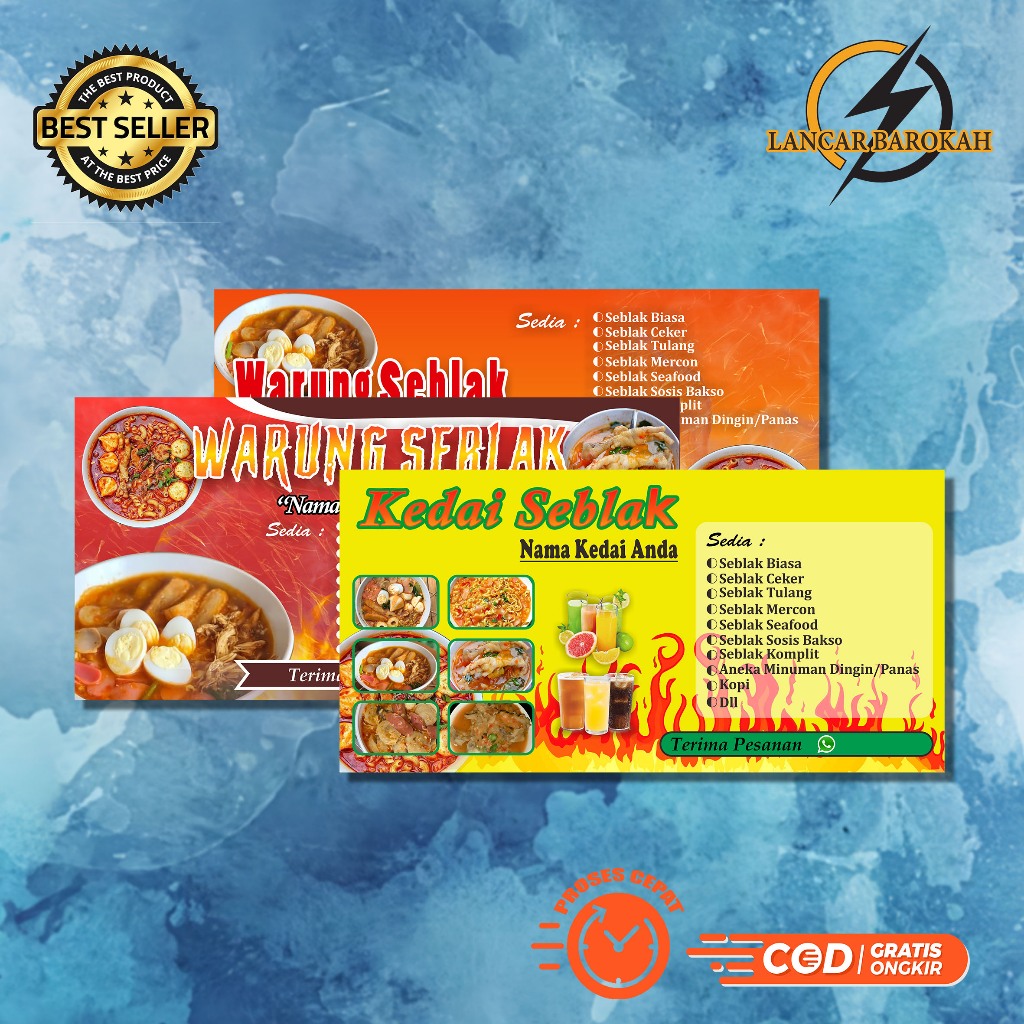 Cetak Banner | Spanduk | Baliho | Warung Seblak | Kedai Seblak | Custom Design | Free | Kualitas Pre