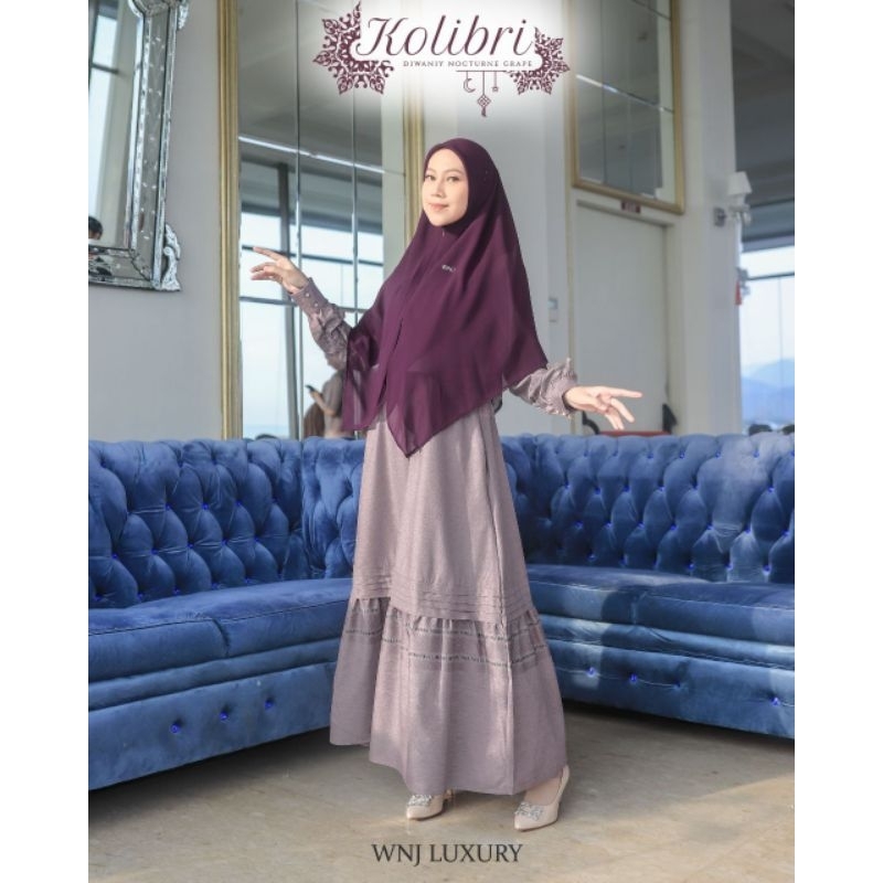 WNJ WANOJA - Sarimbit Kolibri 2024 | Dress Dewasa Diwaniy | Koko Lengan Panjang | Square Instan
