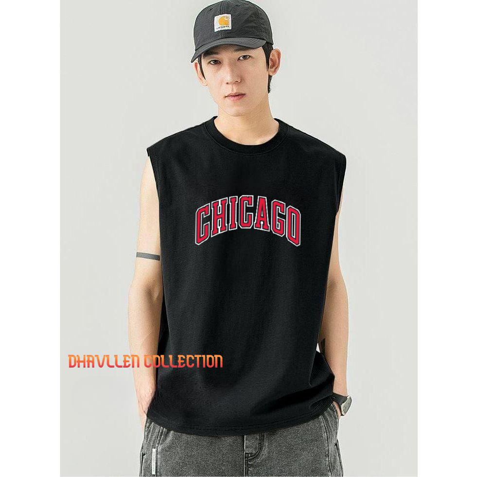 Baju Kaos Singlet Pria Dewasa Terbaru Chicago / Tanktop Pria Santai / Kaos Singlet Terlaris Cowok Gy