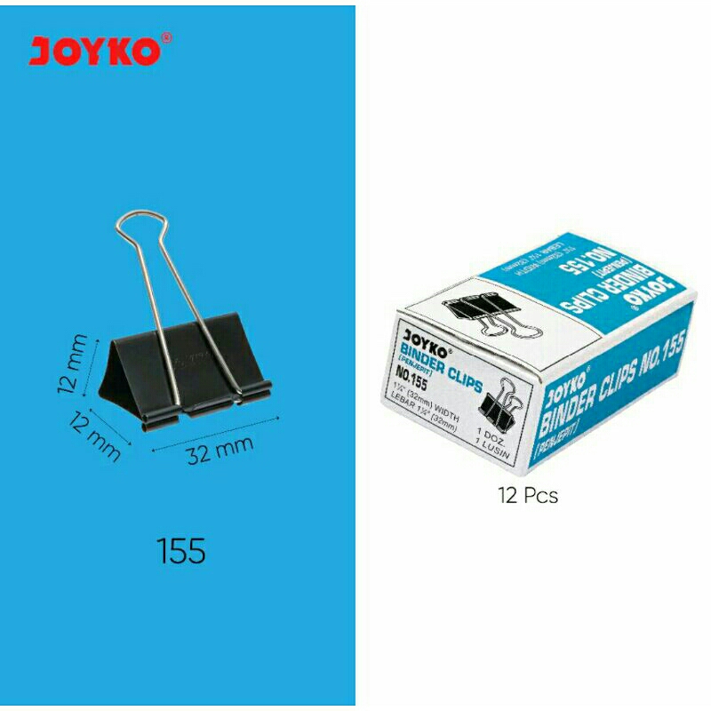 

JOYKO BINDER CLIP 155 SEDANG 32MM KLIK KERTAS JOYKO NO.155 [ harga satuan ]