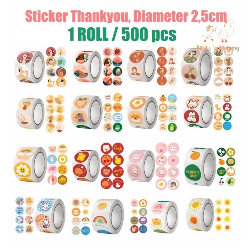 

[FABBYNMOMMY] - 1 ROLL THANKS STICKER (ISI 500) / STICKER KEMASAN