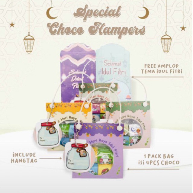

MINI KIDS CHOCOLATE HAMPERS mini coklat lebaran bocil FREE AMPLOP JUMBO & hangtag lebaran