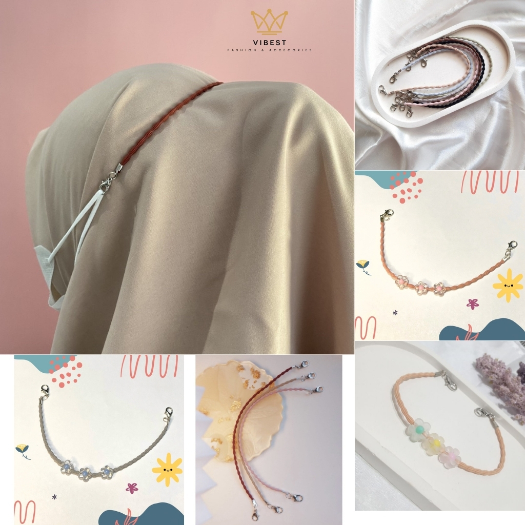 1LUSIN/12PCS Konektor Masker Hijab Tali Simple/ Konektor Masker Tali Elastis/ Konektor Masker Tali B