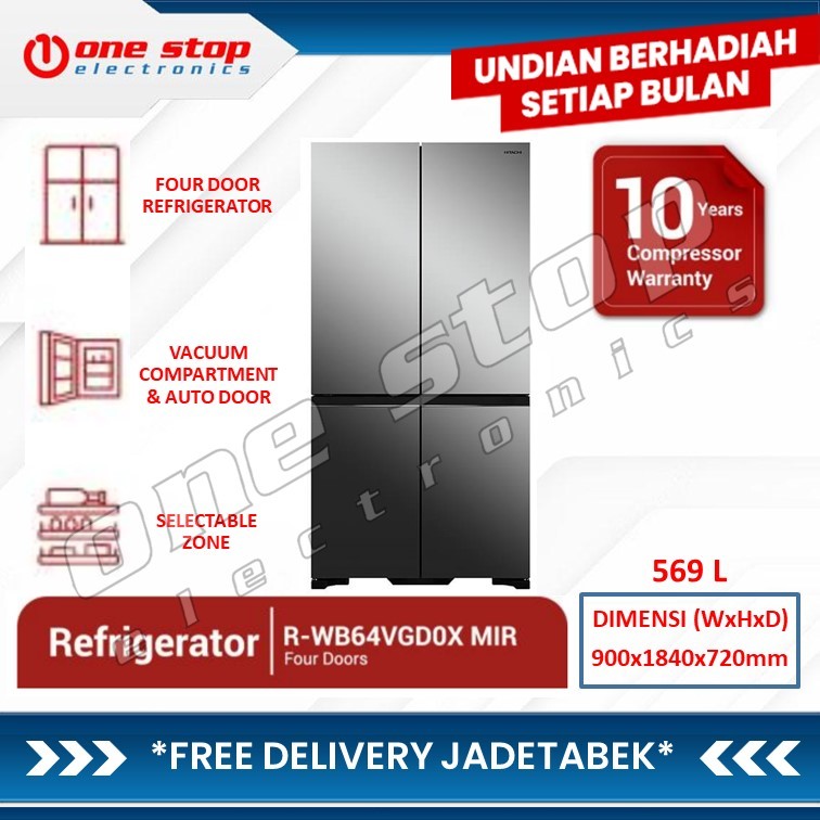 HITACHI R-WB64VGD0X MIR Kulkas Multi Door 4 Pintu 569 L