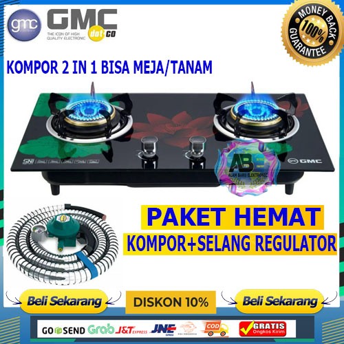 KOMPOR TANAM 2 TUNGKU / KOMPOR GAS KACA TANAM 2 TUNGKU GMC 621 FULL BURNER ANTI PECAH PROMO MURAH