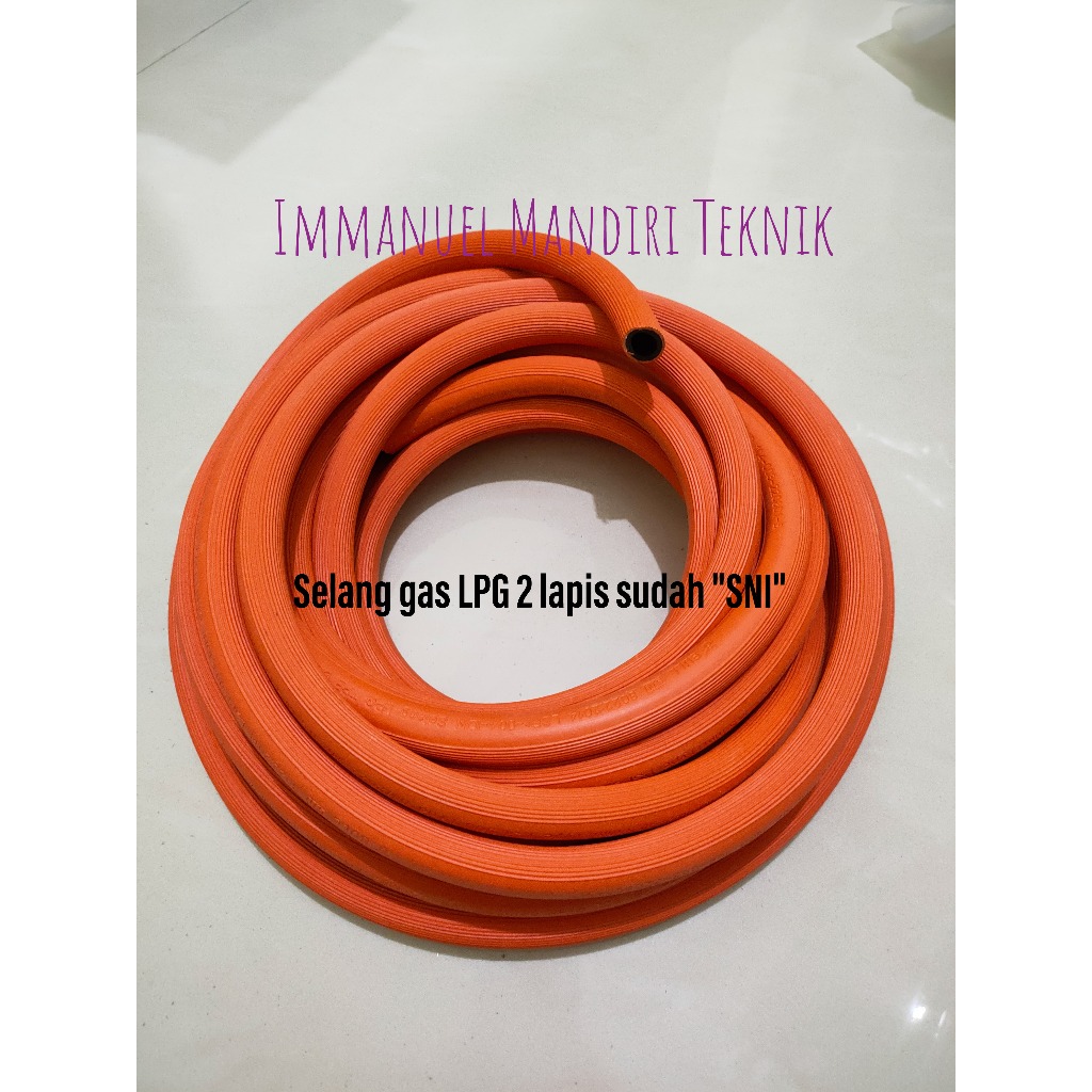 Selang gas LPG 2 lapis / Selang gas LPG high pressure SNI - Orange