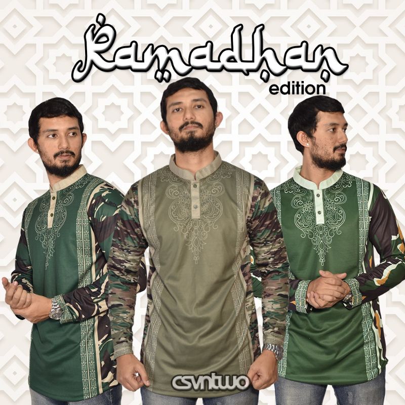 Baju Koko Kurta Jersey Muslim Motif Loreng TNI Original Terbaru