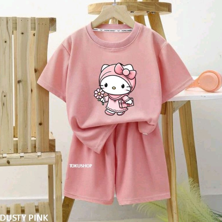 tokushop id set kitty muslim setelan anak premium bahan katun