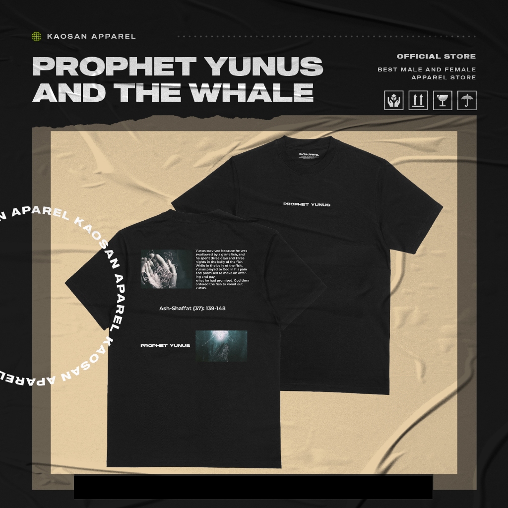 Kaos Muslim "Prophet Yunus And The Whale" -Kaos Muslim/Kaos Dakwah/Kaos Islami/Baju Islami/Baju Dakw