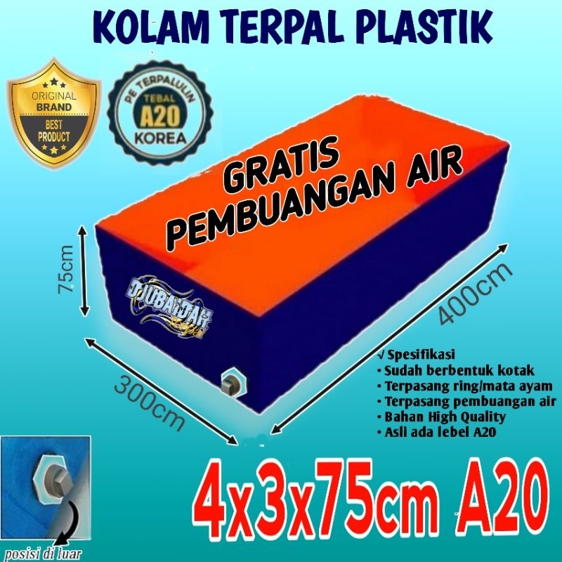 KOLAM TERPAL IKAN JUMBO 4x3x75cm // 400x300x75cm A20 ORIGINAL TEBAL DAN MURAH