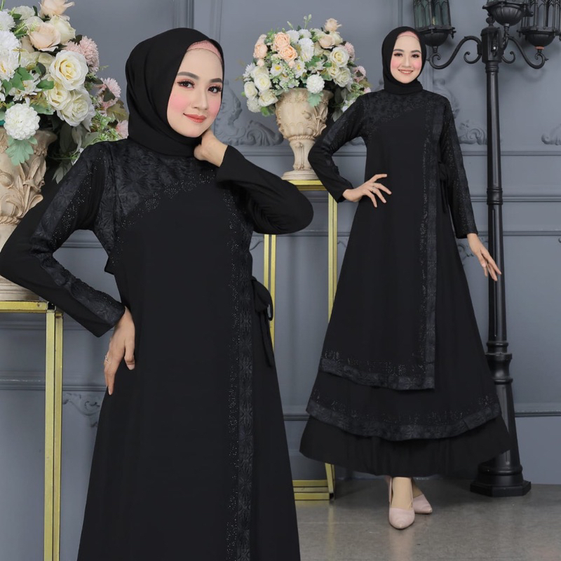 GAMIS ABAYA TURKEY BORDIR BELAH SAMPING FULL HITAM MEWAH TERLARIS DIVVSAA.COLLECTION-2