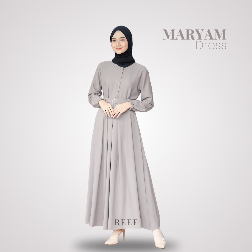 Gamis Wanita Remaja Kekinian Terbaru Dress Gamis Muslim Simpel Elegan Warna Abu Abu Grey | Areefa
