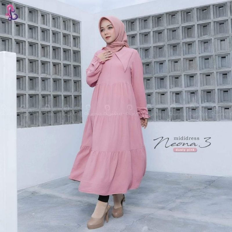 Neona midi dress by linalivia ready warna cantik